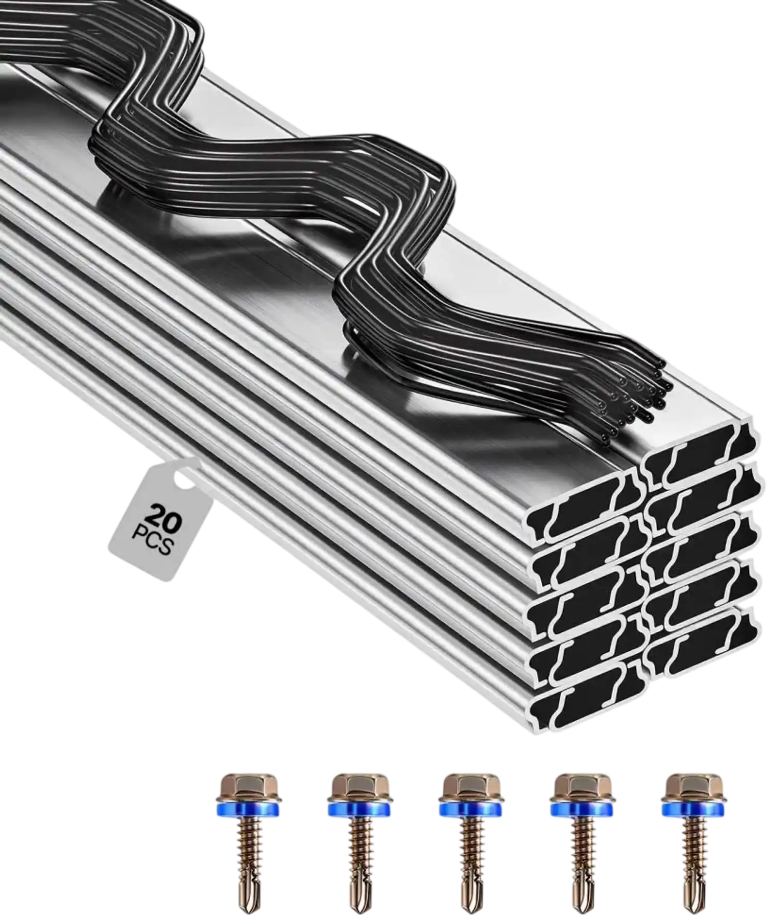 Vevor Greenhouse Spring Wire and Lock Channel Kit 20 Pack 6.6' PVC-Coated Wiggle Wire Bundle New