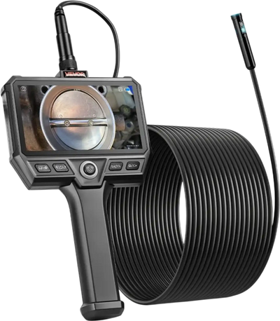 VEVOR Triple Lens Endoscope with 32.8FT Newly Ultra-Rigid Cable, Industrial Borescope with Light, 5