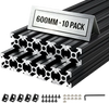VEVOR 10PCS 2020 Aluminum Extrusion Profile, 23.62 Inch 600 mm, T Slot European Standard Anodized Linear Rail, High-Strength Extruded Aluminum Rail, for 3D Printer Parts and CNC DIY Workbench, Black