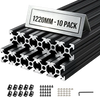 VEVOR 10PCS 2020 Aluminum Extrusion Profile, 48 Inch 1220 mm, T Slot European Standard Anodized Linear Rail, High-Strength Extruded Aluminum Rail, for 3D Printer Parts and CNC DIY Workbench, Black