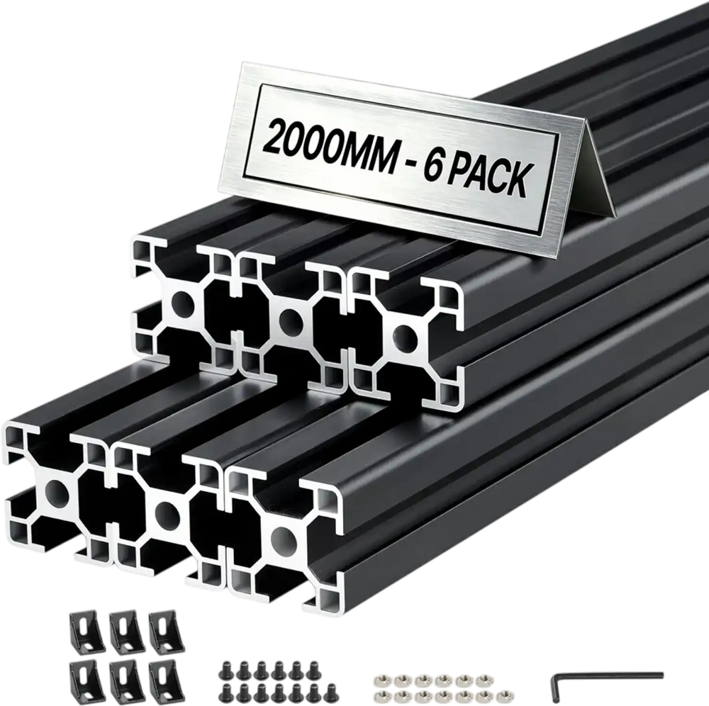 VEVOR 6PCS 3030 Aluminum Extrusion Profile, 78.74 Inch 2000 mm, T Slot European Standard Anodized Linear Rail, High-Strength Extruded Aluminum Rail, for 3D Printer Parts and CNC DIY Workbench, Black