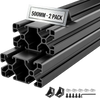 VEVOR 2PCS 4080 Aluminum Extrusion Profile, 19.69 Inch 500 mm, T Slot European Standard Anodized Linear Rail, High-Strength Extruded Aluminum Rail, for 3D Printer Parts and CNC DIY Workbench, Black