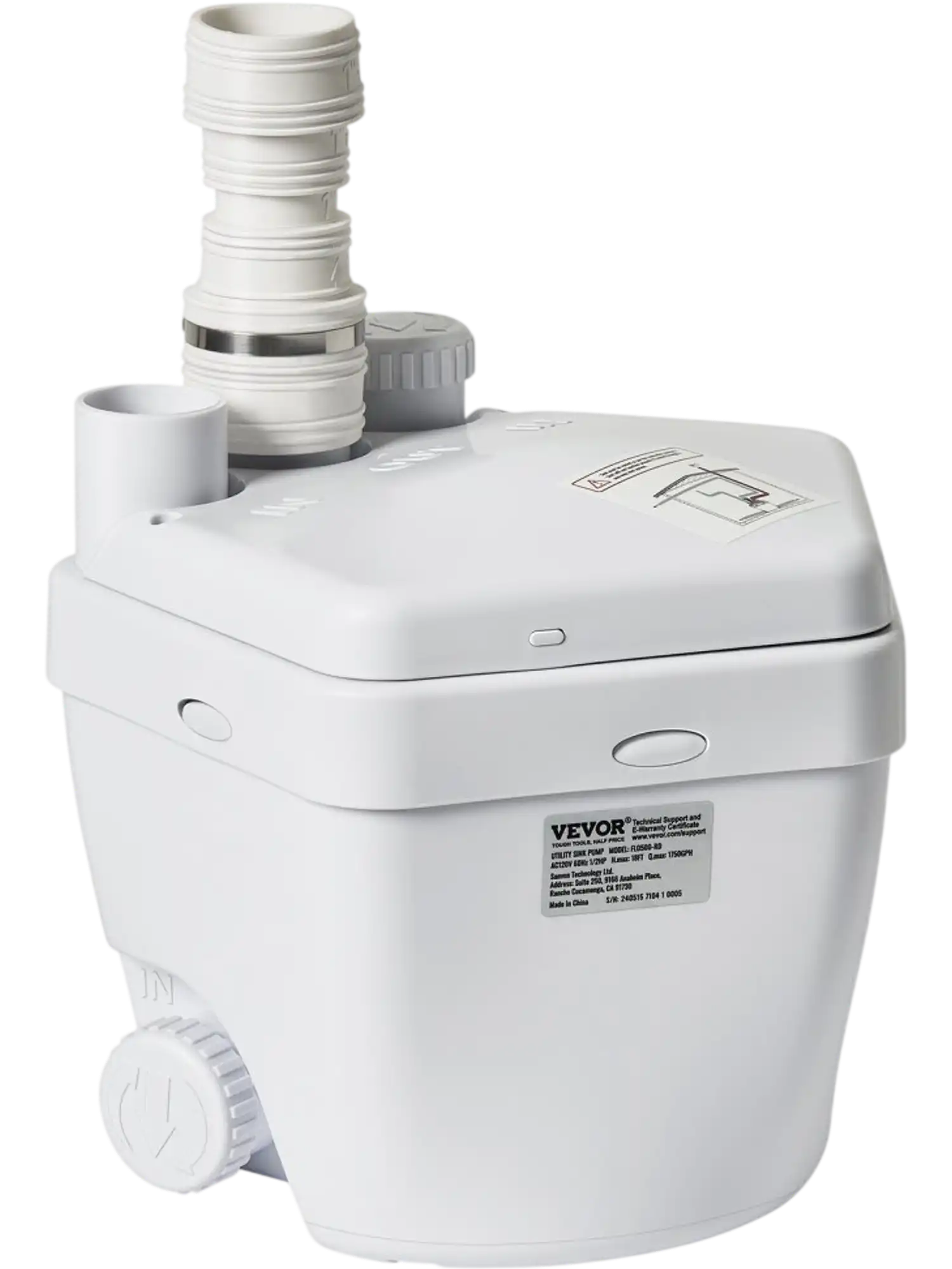 Vevor Utility Sink Pump 1/3 HP 1500 GPH 18' Head White New