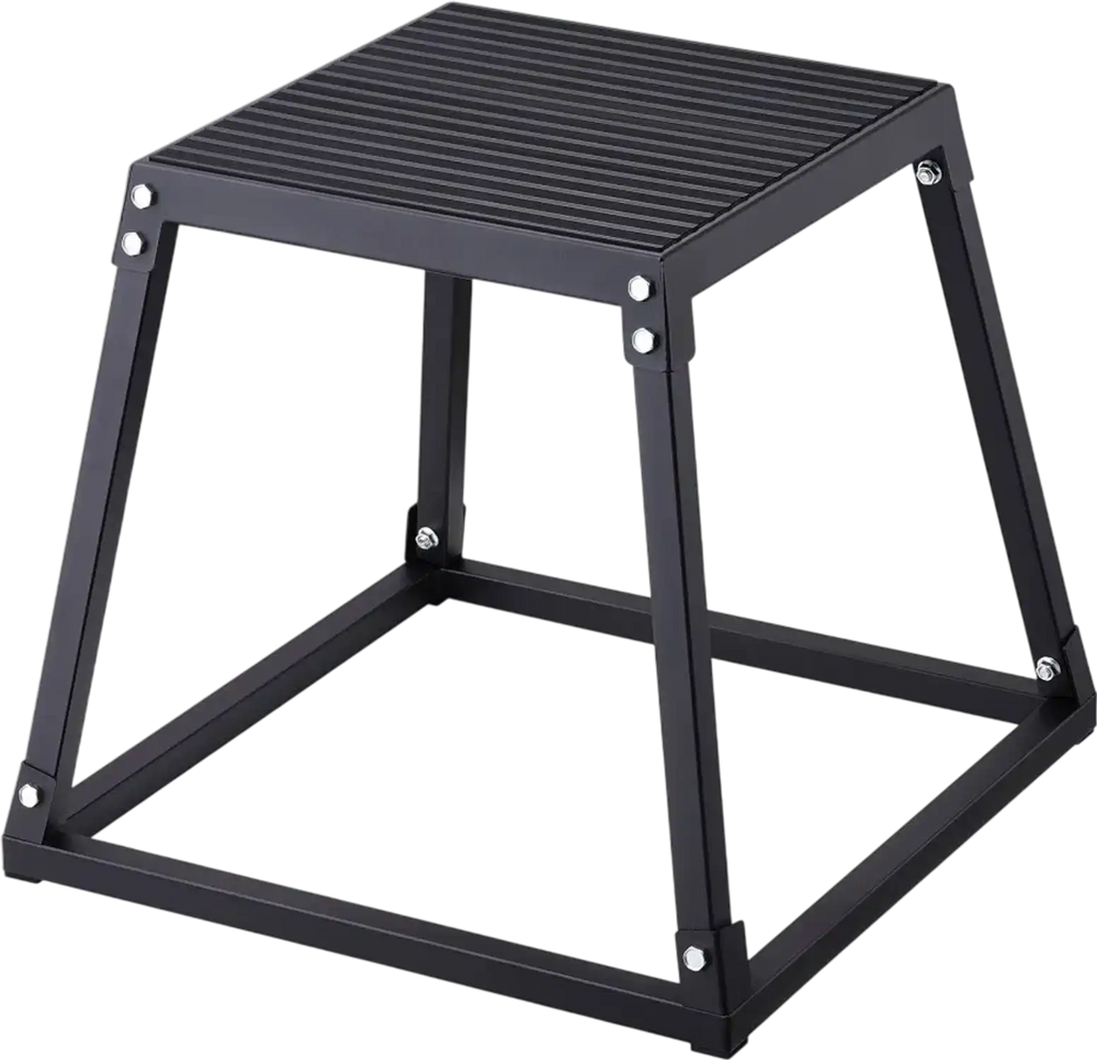 VEVOR Plyometric Jump Box, 18 Inch Plyo Box, Steel Plyometric Platform and Jumping Agility Box, Anti-Slip Fitness Exercise Step Up Box for Home Gym Training, Conditioning Strength Training, Black