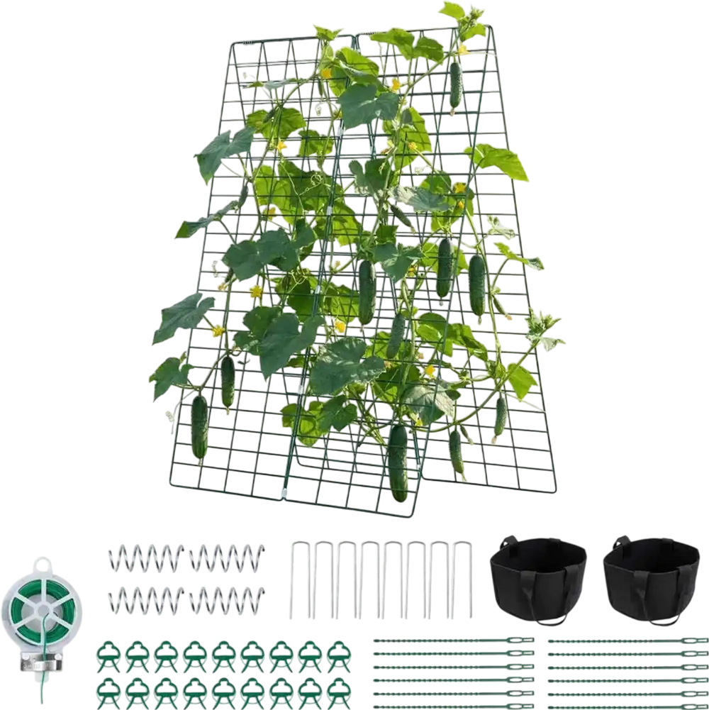 VEVOR Cucumber Trellis 4 Pack, A-Frame Garden Trellises for Raised Bed, Metal Rustproof Coating Plant Support for Vine, Climbing Plants, Peas, Beans, Zucchini, Tomato, Flower (46.06 x 16.93 in x 4PCS)
