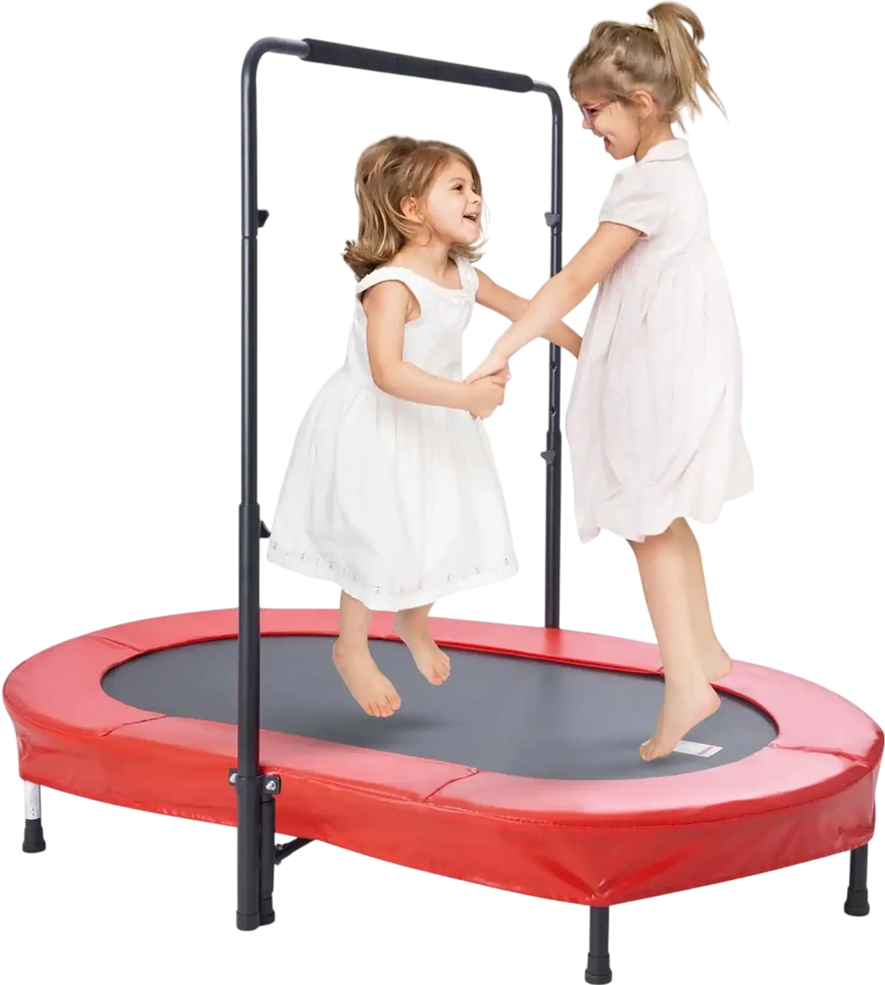 VEVOR Kids Trampoline, 56x36 inch Indoor Outdoor Trampoline, Foldable Mini Trampoline with Handle, Rebounder Trampoline for Toddlers, Birthday Gift for 3+ Years Children, Boys Girls for Fun, Red