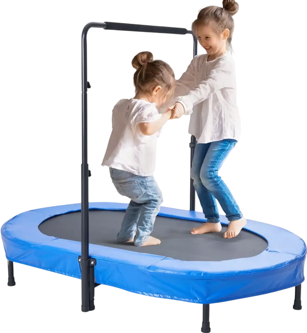 VEVOR Kids Trampoline, 56x36 inch Indoor Outdoor Trampoline, Foldable Mini Trampoline with Handle, Rebounder Trampoline for Toddlers, Birthday Gift for 3+ Years Children, Boys Girls for Fun, Bule
