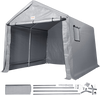 VEVOR Outdoor Storage Shed, 10 x 10 ft Portable Storage Tent with Roll-up Door, Waterproof Canopy Shed Shelter, Heavy Duty Frame, Patio Garage Carport for Motorcycle, Lawn Mower, Bike, Grey
