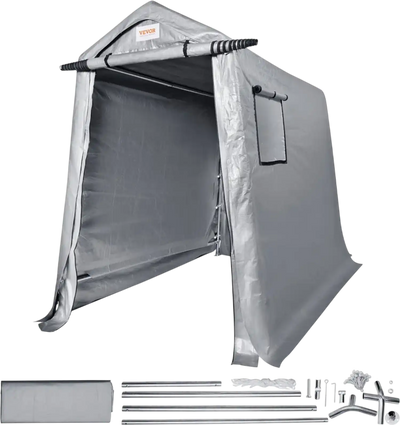 Vevor Outdoor Storage Shed Portable Waterproof Canopy Tent 6x8' Gray New