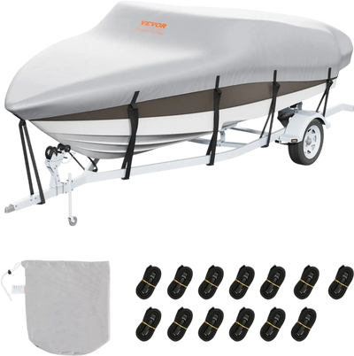 Vevor Boat Cover 17'-19' Trailerable Waterproof 600D Marine Grade Grey New