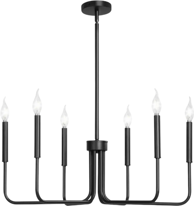 Vevor Chandelier Black 6-Light Adjustable Height Modern Farmhouse Ceiling Light New