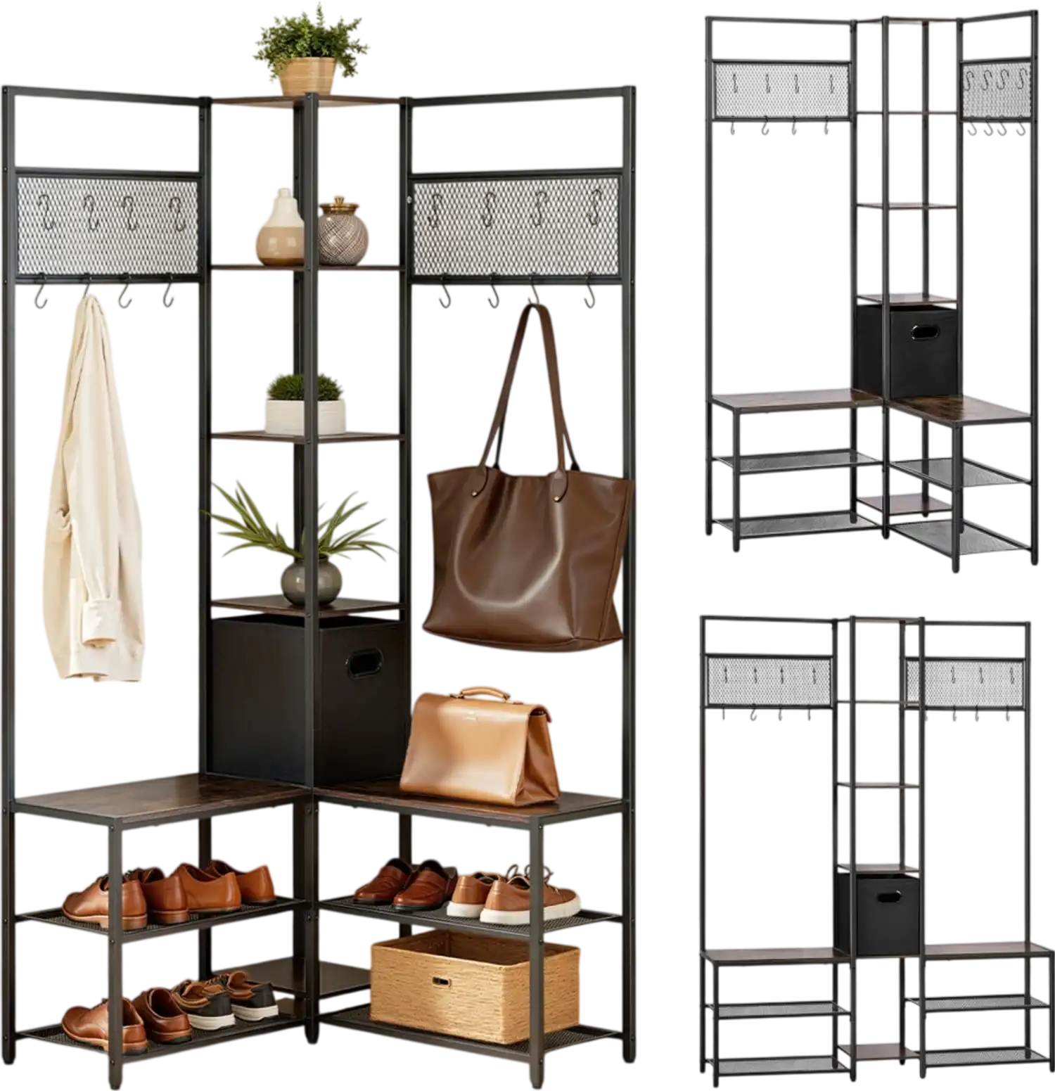 Vevor Hall Tree Corner Hall Tree with Shoe Bench 70.9