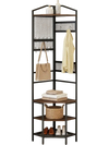 VEVOR Corner Hall Tree, 71.3 in Coat Rack with Hooks, Top Shelf & Steel Frame, Freestanding Clothes Shoes Rack Storage Organizer with Anti-Tip Set, Adjustable Non-Slip Feet for Entrance Closet Office