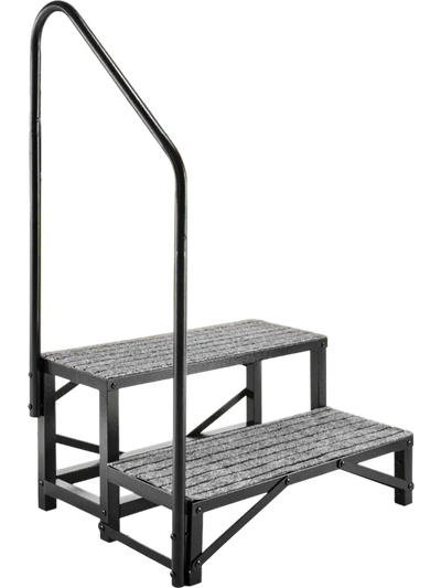 Vevor RV Steps 2-Step Outdoor Stair with Handrail Non-Slip Mat 660 lbs Capacity New