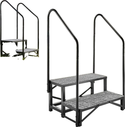 Vevor RV Steps Dual Handrails 2-Step Outdoor Stairs New