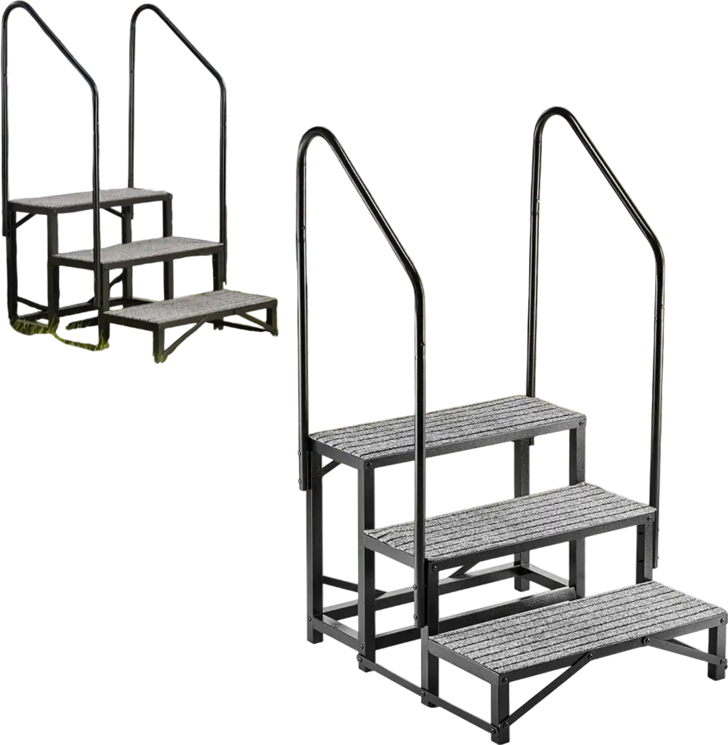 Vevor RV Steps Dual Handrails 3-Step Heavy Duty Outdoor Stairs 660 lbs New