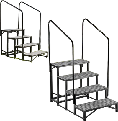 VEVOR RV Steps with Dual Handrails, 4 Steps, 660 lbs Load Capacity, Heavy Duty Outdoor RV Stairs with Non-Slip Mat for Elderly/Pets, Portable Stairs for Hot Tub, Camper, Mobile Home, Porch, Pool, SPA