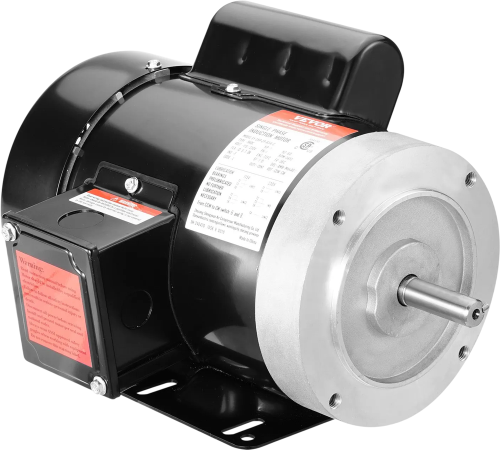 VEVOR 1HP Electric Motor 3450 rpm, AC 115V/230V, 56C Frame, Air Compressor Motor Single Phase, 5/8" Keyed Shaft, CW/CCW Rotation for Agricultural Machinery and General Equipment