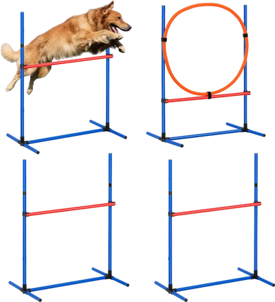 Vevor Dog Agility Training Equipment Adjustable High Hurdles & Jump Ring 4-Pc Set New