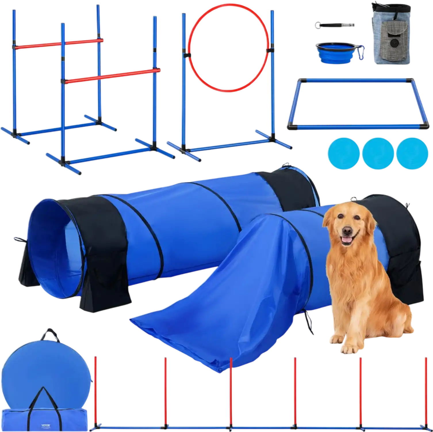 Vevor Dog Agility Training Equipment 7-Piece Obstacle Course Kit New