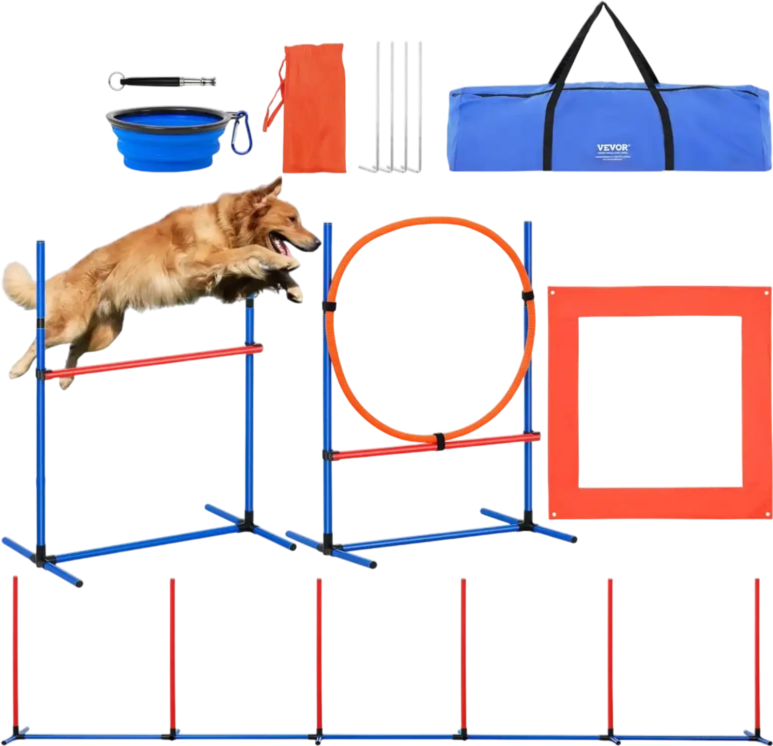 Vevor Dog Agility Training Equipment Set with Adjustable Hurdles, Jump Ring & Pause Box New