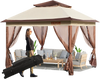 VEVOR Patio Gazebo, 11 x 11 FT Pop up Gazebo for 8-10 Person, with Mosquito Netting, Metal Frame, and PU Coated 250D Oxford Cloth, Outdoor Canopy Shelter for Patio, Backyard, Lawn, Garden, Deck