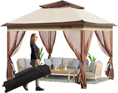Vevor Gazebo 11' x 11' Pop-Up Patio Canopy with Mosquito Netting New