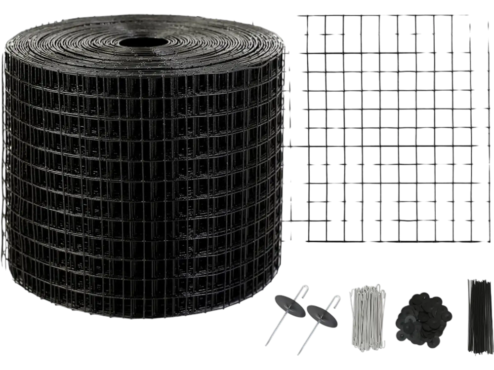 VEVOR 6 inch x 50ft Solar Panel Bird Guard, Critter Guard Roll Kit with 50pcs Aluminum Alloy Fasteners, Solar Panel Guard with Rust-proof PVC Coating, 1/2 inch Wire Roll Mesh