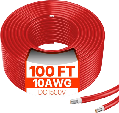 Vevor Solar Panel Extension Cable 100' 10AWG Waterproof PV 6mm² Red New