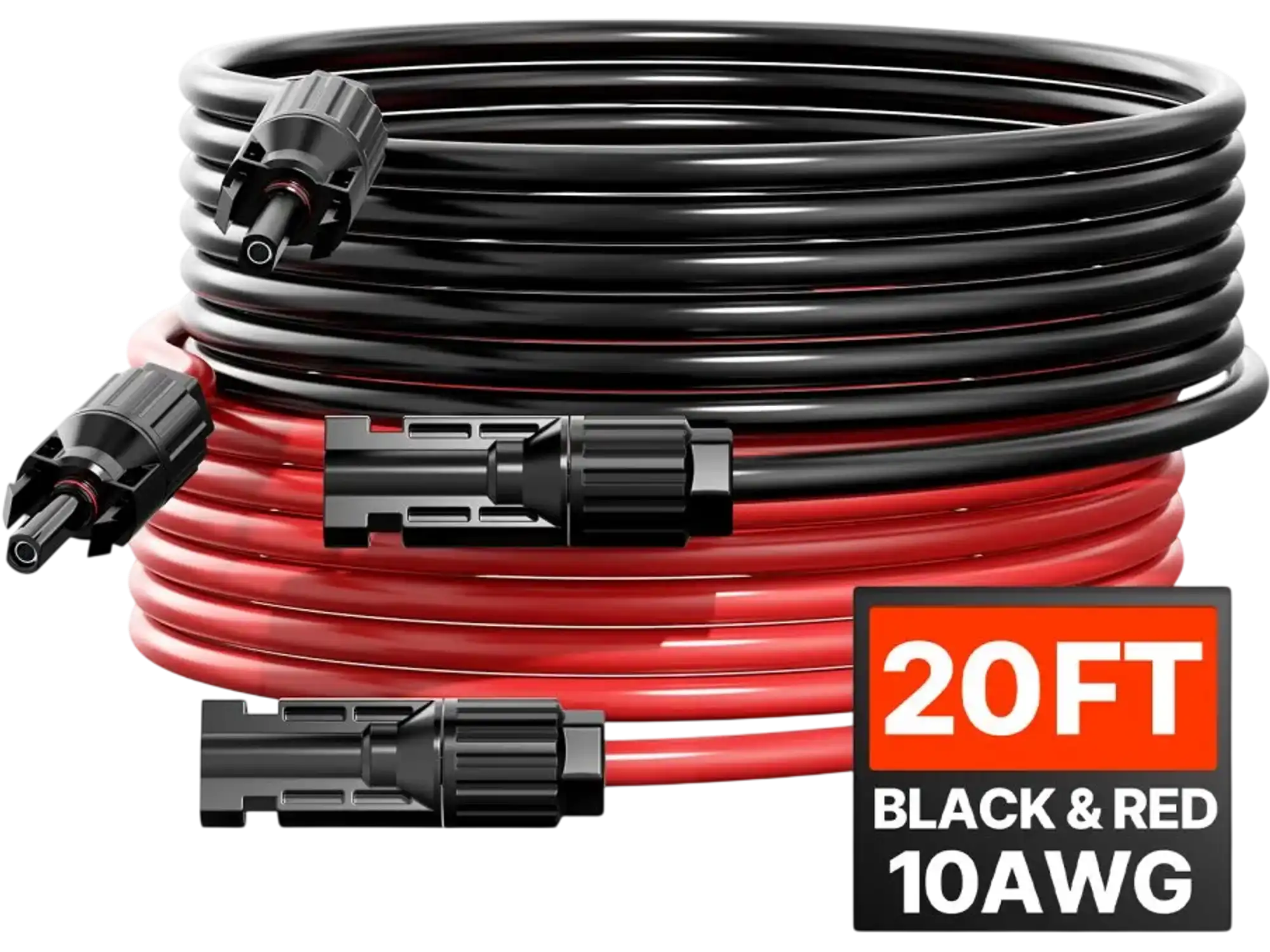 Vevor Solar Panel Extension Cable 20' 10AWG MC4 Black Red Set of 2 New