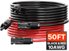 VEVOR 50FT Solar Panel Extension Cable, 10AWG Solar Extension Cable Wire with Female & Male Waterproof Connectors, 6mm² PV Cable for Home, Ship and RV Solar Panels, 50FT Black + 50FT Red (Set of 2)