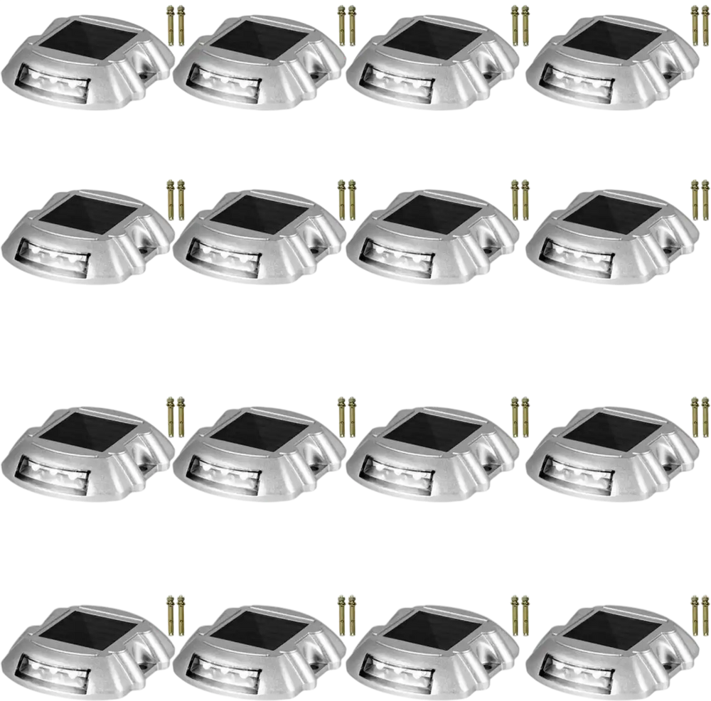 VEVOR Driveway Lights 16-Pack Solar Driveway Lights Bright White with Screw Solar Deck Lights Outdoor Waterproof Wireless Dock Lights 6 LEDs for Path Warning Garden Walkway Sidewalk Steps
