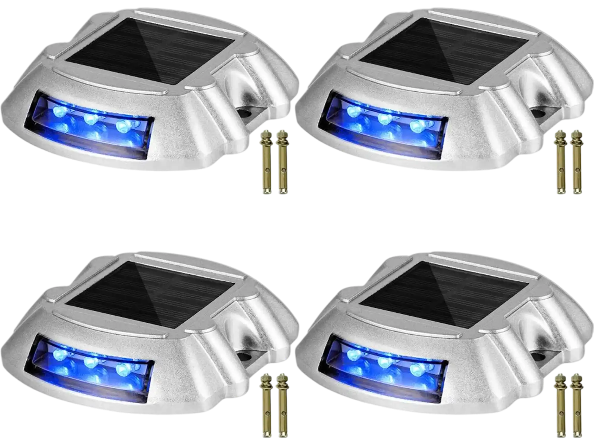 Vevor Driveway Lights Solar 4-Pack Blue LED Waterproof Dock Lights New