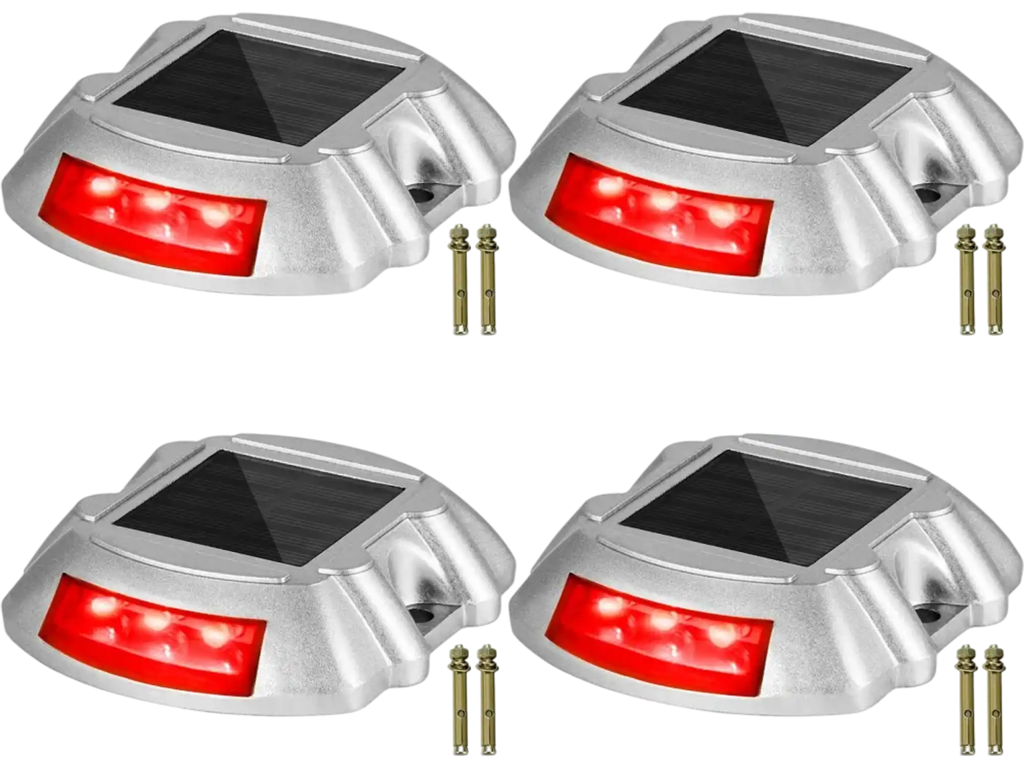 Vevor Driveway Lights 4-Pack Solar Dock Lights Red New