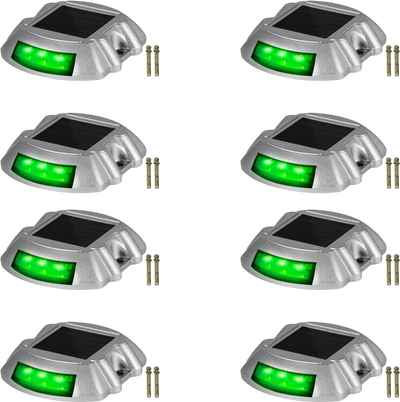 Vevor Driveway Lights 8-Pack Solar LED Marker Lights Green New