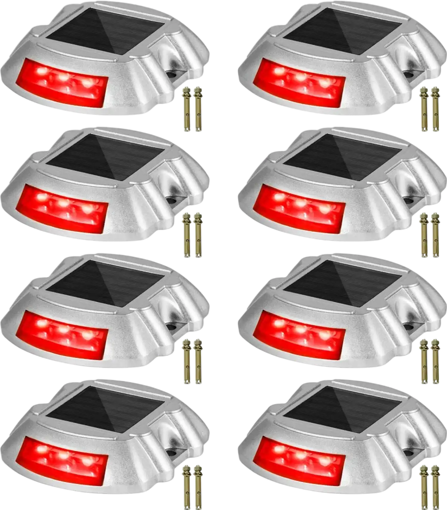 Vevor Driveway Lights 8-Pack Solar LED Marker Lights Red Waterproof New