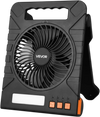 VEVOR 10000mAh Rechargeable Solar Fan with LED Lantern, 7 inch Portable Fan Cordless with 4W Foldable Solar Panel, 4-Speed& Timer& Quiet,USB Battery Powered for Camping Tent Worksite Office Desk
