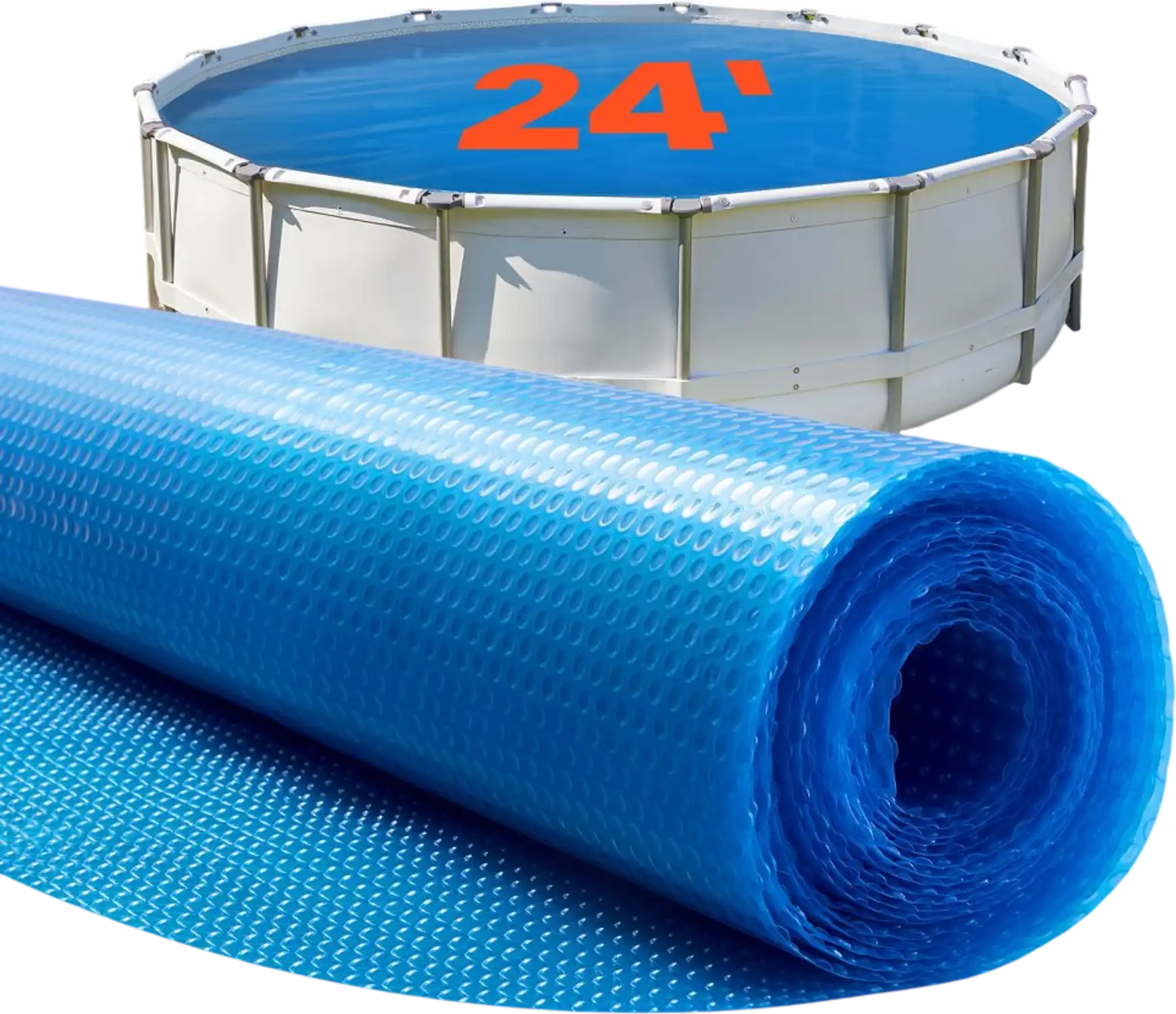 Vevor Solar Pool Cover 24' Round 12 Mil Blue Bubble Blanket New