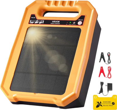 Vevor Electric Fence Charger Solar-Powered 0.3J 8kV 1.86 Miles Range New