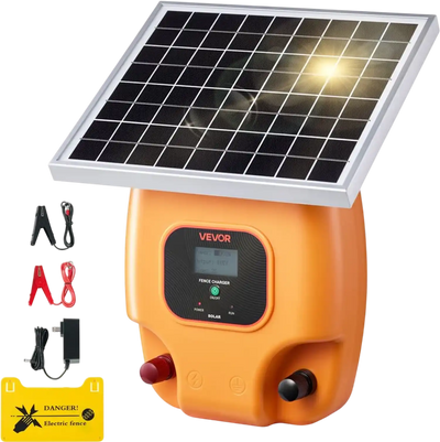 Vevor Electric Fence Charger Solar-Powered 10kV 1J 1.86-Mile Energizer for Livestock and Garden Protection New