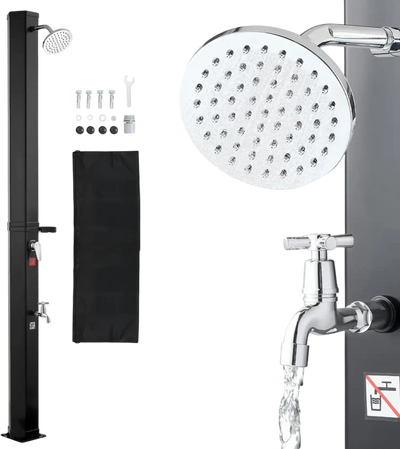 Vevor Outdoor Shower Solar Heated 9.2 Gal Freestanding Hot & Cold Black New