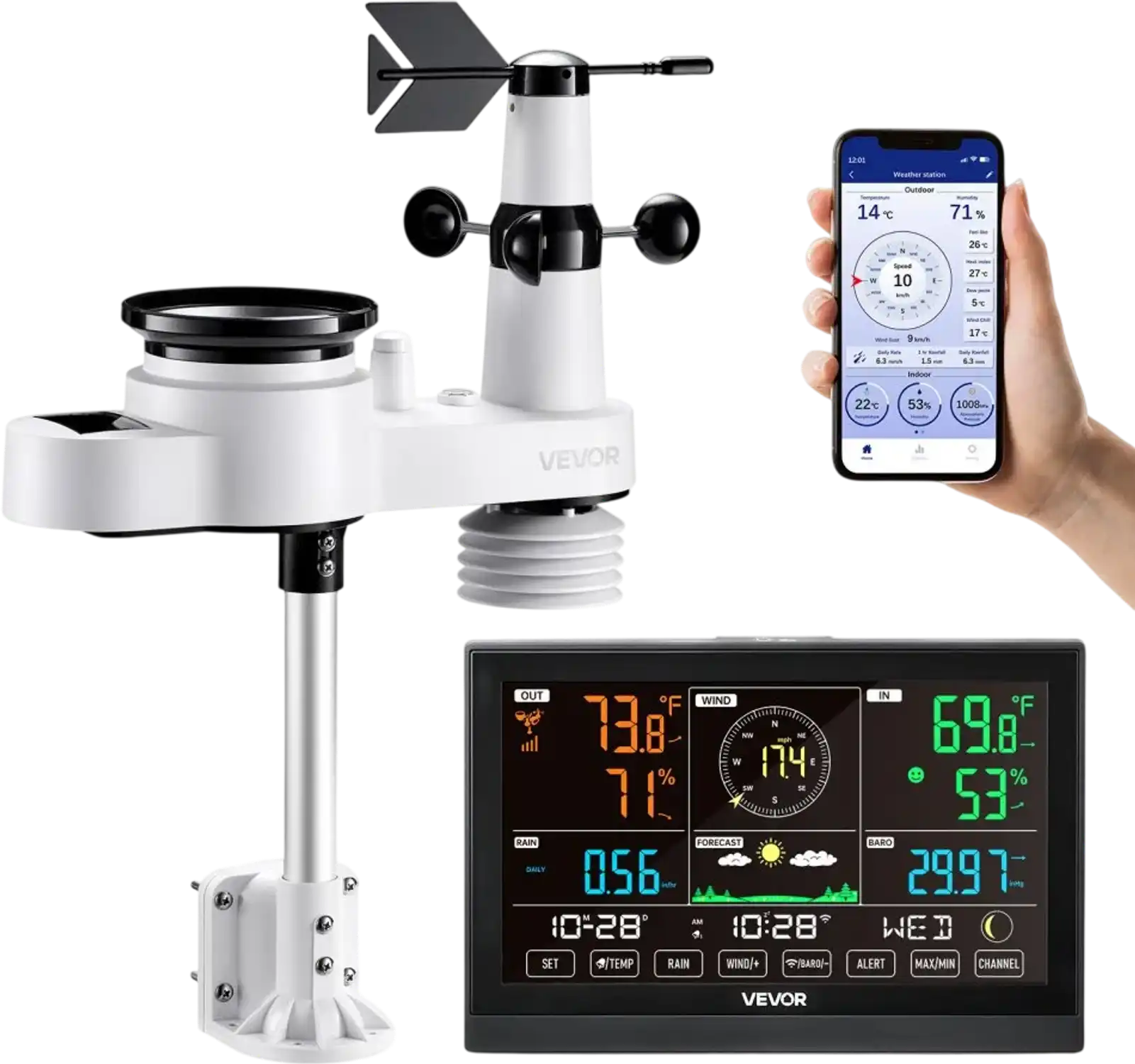 Vevor Weather Station 5-in-1 Wi-Fi with 7.5