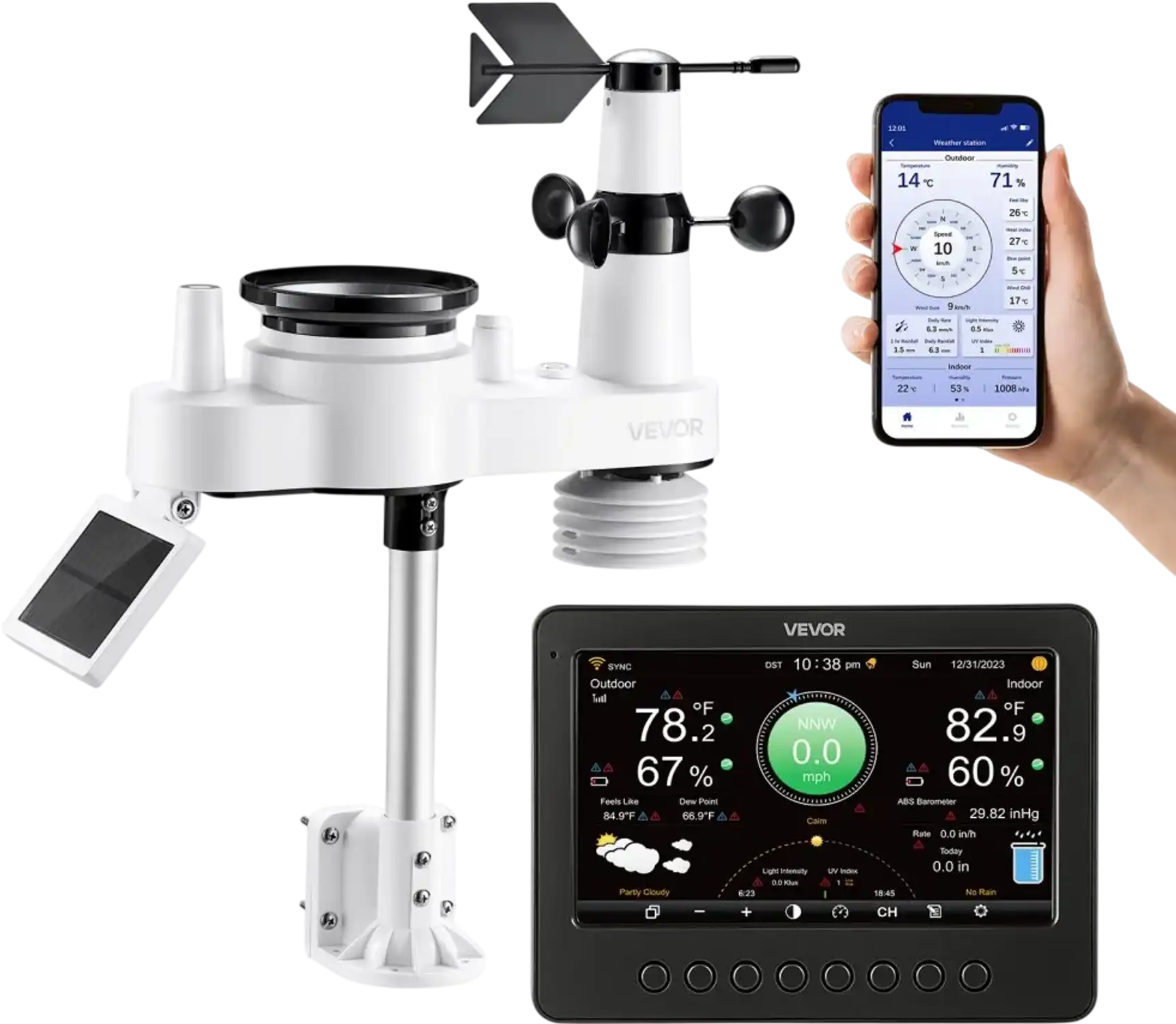 Vevor Weather Station 7-in-1 Wi-Fi Solar Powered with 7