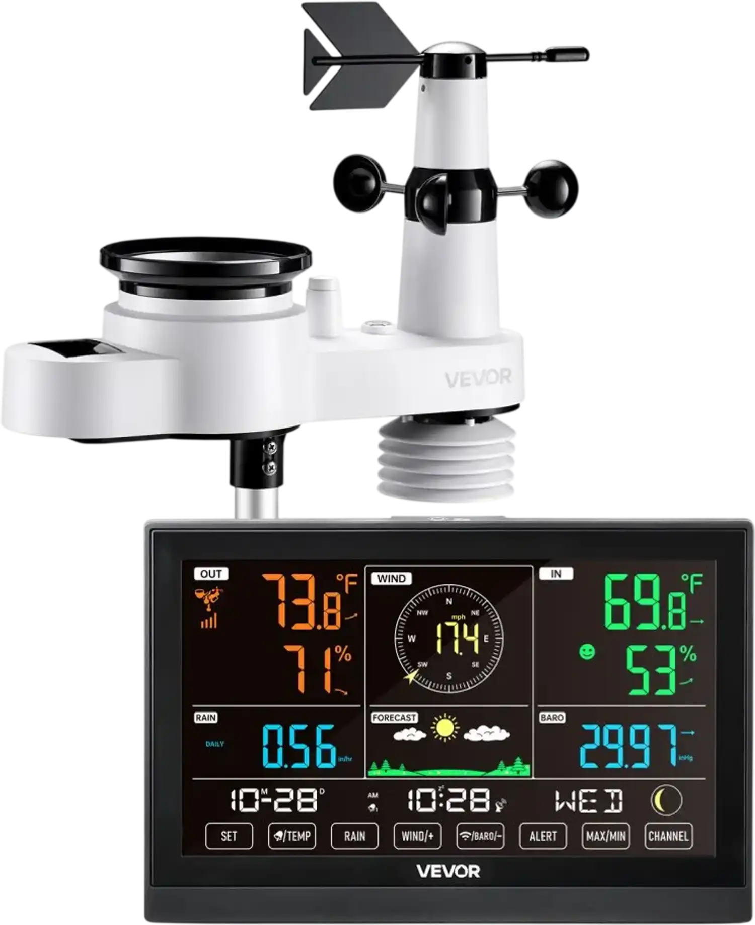 Vevor Weather Station 5-in-1 Wireless Solar-Powered Outdoor Sensor 7.5
