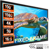 VEVOR Projector Screen Fixed Frame 100inch Diagonal 16:9 4K HD Movie Projector Screen with Aluminum Frame Projector Screen Wall Mounted for Home Theater Office Use
