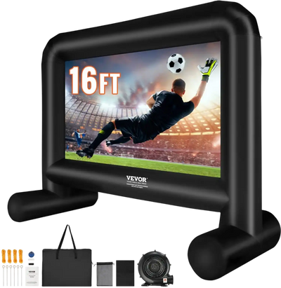 Vevor Inflatable Projection Screen 16' Outdoor Movie Screen with Blower and Carrying Bag New