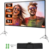 VEVOR Projector Screen with Stand, 150 inch 16:9 4K 1080 HD Outdoor Movie Screen with Stand, Wrinkle-Free Projection Screen with Tripods and Carry Bag, for Home Theater Cinema Backyard Movie Night