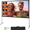VEVOR Projector Screen with Stand, 120 inch 16:9 4K 1080 HD Outdoor Movie Screen with Stand, Wrinkle-Free Projection Screen with Bar Feet and Carry Bag, for Home Theater Cinema Backyard Movie Night