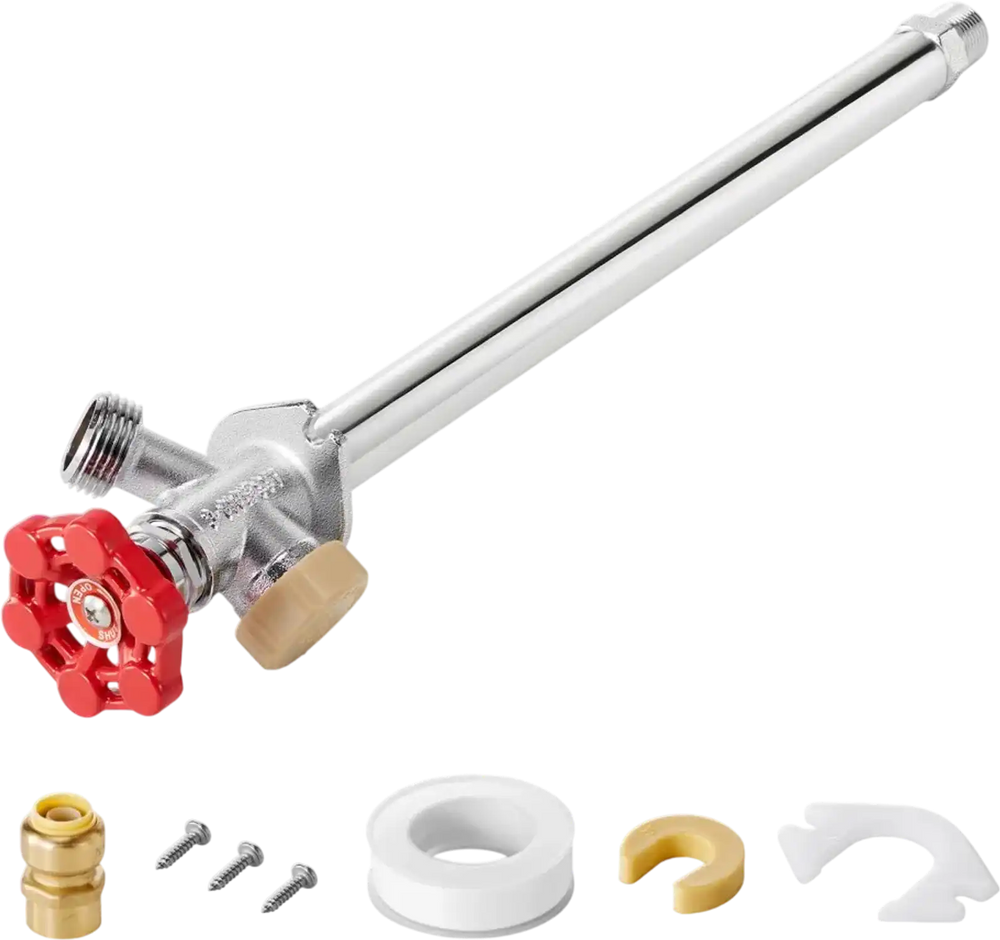 VEVOR Anti-Siphon Frost-Proof Sillcock, 12" Freeze Proof Outdoor Faucet Bib with Backflow Preventer, 1/2" Push-to-Fit Connector X 3/4" Hose Bibb, No Lead Frost-free Spigot for PEX Copper CPVC Pipes