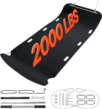 VEVOR Yard Drag Sled, 110 x 46 in, 2000lbs Heavy Duty Utility Sled, HDPE Drag Glider with Ropes & Pull Cable, Dual Use Game Hauler for Firewood Ice Fishing, Compatible with ATVs UTVs Tractors